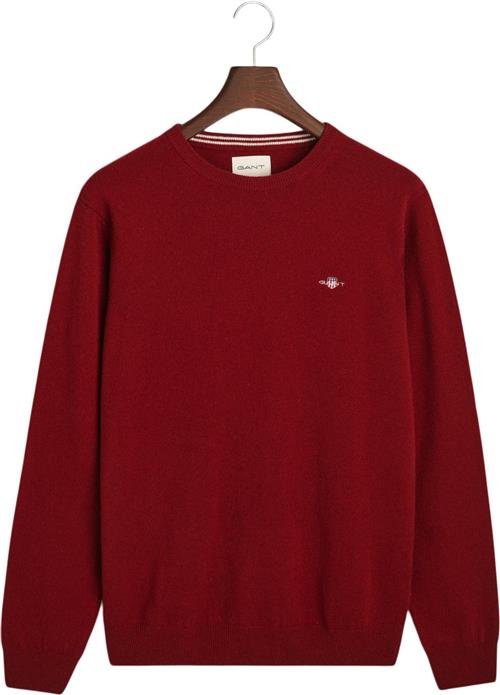 Se Gant Superfine Lambswool Cneck Mand Plumped Red Sweaters Str XL - hos Magasin ved Magasin