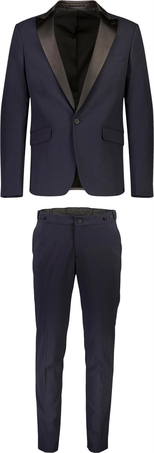 Lindbergh Stretch Tuxedosuit Mand Navy Jakkesæt Slim Fit Str 54 - hos Magasin