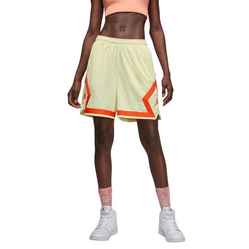 Nike Jordan Diamond Shorts Kvinde Citron Tint/rush Orange Sweatshorts Str L - Polyester hos Magasin