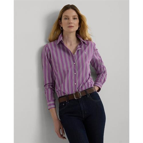 Se Lauren Ralph Lauren Y/D 70S Broadclothshirt Kvinde Purple/white/black Multi Langærmede Skjorter Str S - hos Magasin ved Magasin