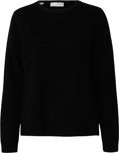 Selected Femme Slfmanila LS Knit Cashmere Oneck N Kvinde Sort Sweaters Str XS Cashmere - hos Magasin