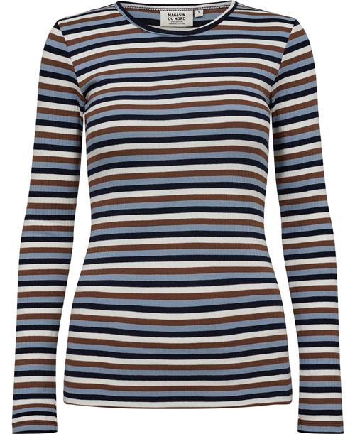 Magasin du Nord Collection Magasin Milla 1G Kvinde Arctic Winter Stripe Langærmede Tshirts Str L Bomuld