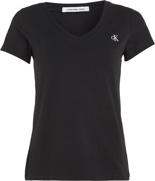 Calvin Klein CK Embroidery Stretch Vneck Kvinde Bae Kortærmede T-shirts Str S - hos Magasin