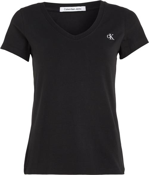 Calvin Klein CK Embroidery Stretch Vneck Kvinde Bae Kortærmede T-shirts Str XS - hos Magasin