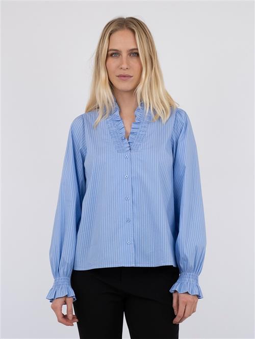 Neo Noir Brielle Stripe Shirt Kvinde Light Blue Langærmede Bluser Str 40 - hos Magasin