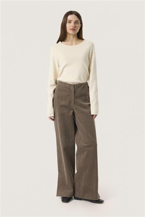 Se Soaked in Luxury Slhelle Pants Kvinde Morel Bukser Med Brede Ben Regular Fit Str L - hos Magasin ved Magasin