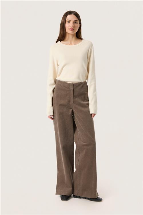 Se Soaked in Luxury Slhelle Pants Kvinde Morel Bukser Med Brede Ben Regular Fit Str XL - hos Magasin ved Magasin