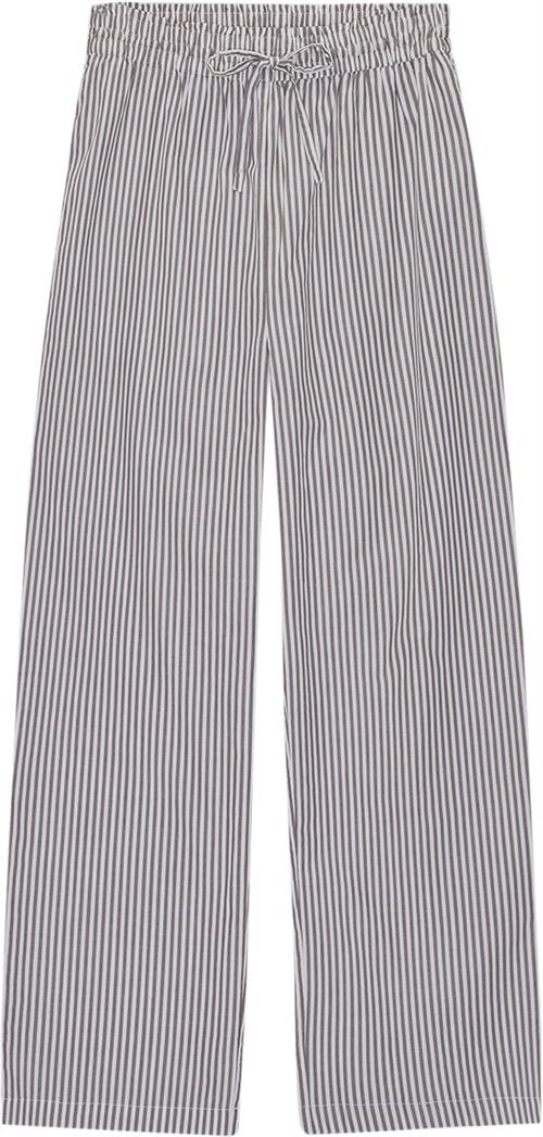 Moshi Moshi Mind Moon Pants Stripe Kvinde Dark Taupe / Ecru Bukser Med Brede Ben Str XS - hos Magasin