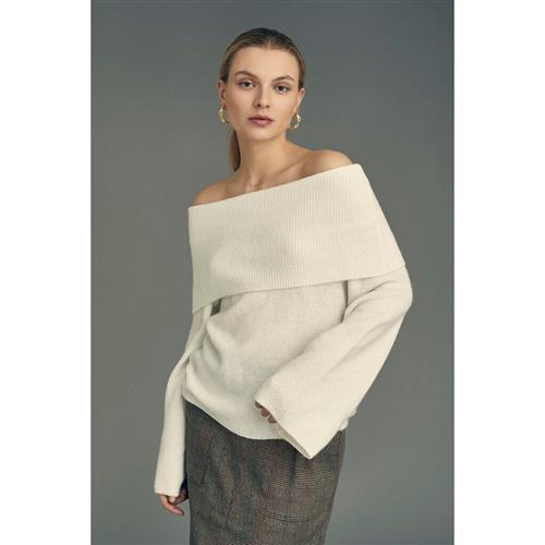 A-VIEW Penny Offshoulder Knit Blouse Kvinde White Sweaters Str XL - hos Magasin