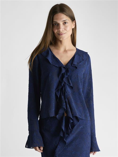 Se Neo Noir Anika Burnout Blouse Kvinde Navy Langærmede Bluser Str 42 - hos Magasin ved Magasin