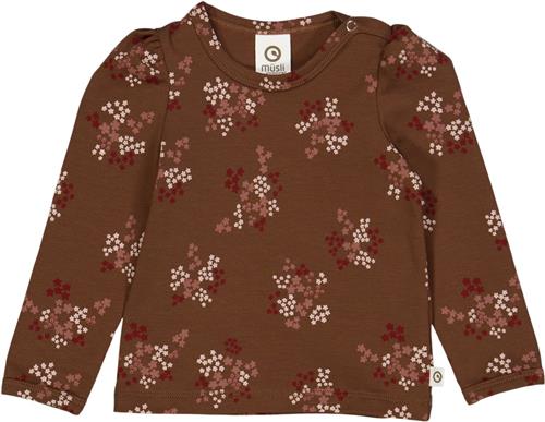 Se Müsli by Green Cotton Flora Puff l/s T Baby Str 92 - Bark/ Cabernet/ Nightingale Bluser Bomuld hos Magasin ved Magasin