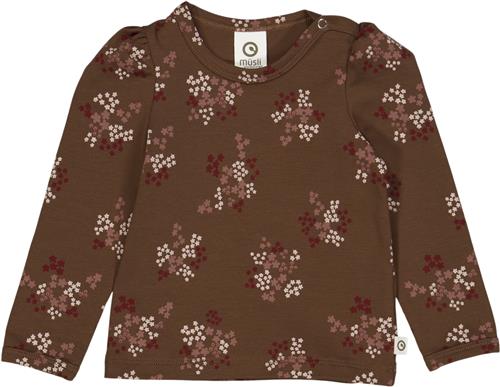 Müsli by Green Cotton Flora Puff l/s T Baby Str 80 - Bark/ Cabernet/ Nightingale Bluser Bomuld hos Magasin