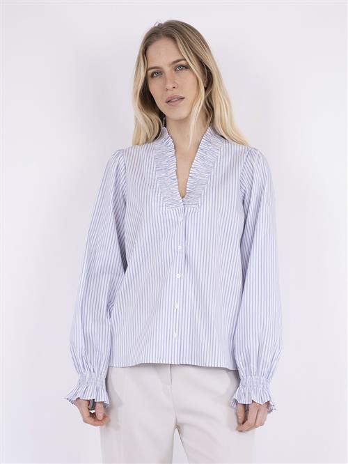 Neo Noir Brielle Stripe Shirt Kvinde White/light Blue Langærmede Bluser Str 40 - hos Magasin