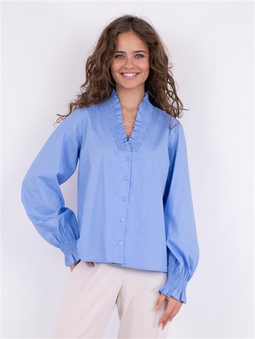 Neo Noir Brielle Solid Shirt Kvinde Sky Blue Langærmede Bluser Str 38 - hos Magasin