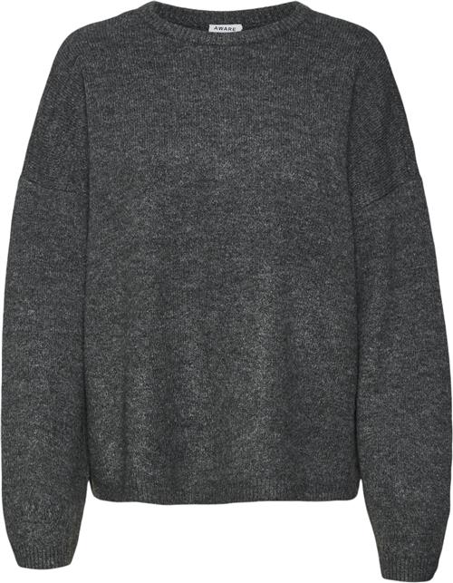 Vero Moda Vmgemma LS Oneck Knit VMA Noos Kvinde Dark Grey Melange Sweaters Str M - hos Magasin