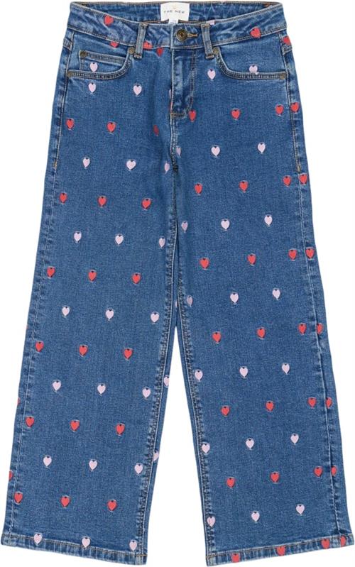 The New Tnlovina Wide Jeans Str 122-128 cm/7-8 år Piger - Medium Blue Wash Bukser Bomuld hos Magasin