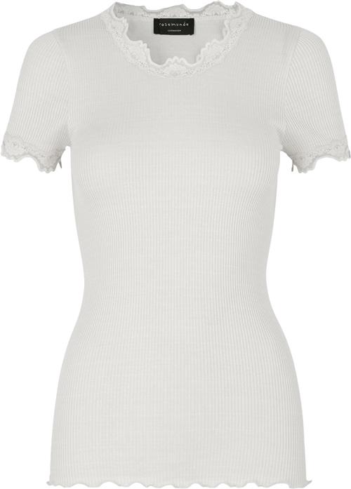 Rosemunde Silk Tshirt w/ Lace Kvinde Hvid Kortærmede T-shirts Str S - hos Magasin