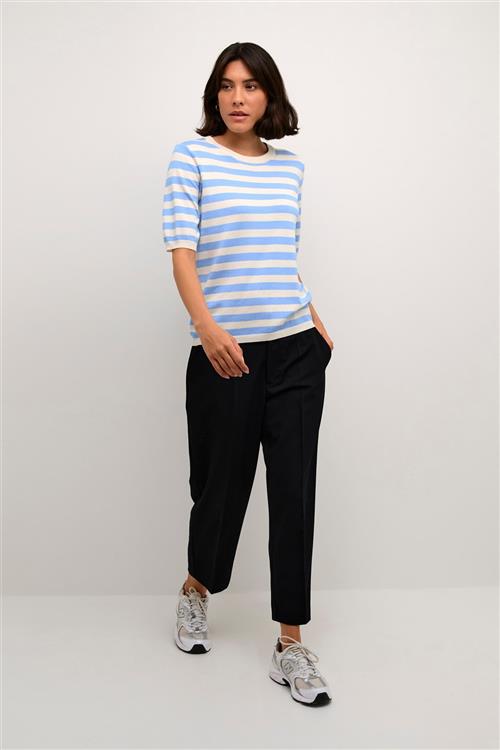 Se Kaffe Kalizza Striped Knit Kvinde Vista Blue/turtledove Stripe Kortærmet Strik Str S - hos Magasin ved Magasin