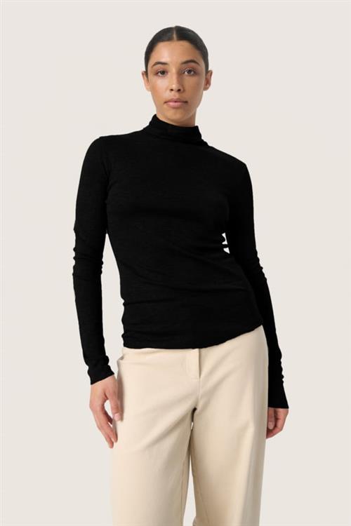 Soaked in Luxury Slfauna Rollneck Kvinde Black Toppe Slim Fit Str L - hos Magasin