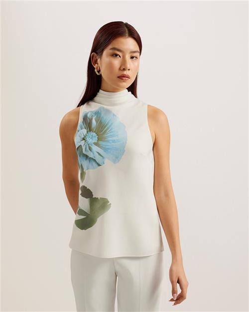 Se Ted Baker Setsuko Cowl Neck Sleeveless Top Kvinde White Toppe Str M /3 - hos Magasin ved Magasin