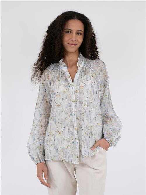 Neo Noir Solbi Whispering Blooms Blouse Kvinde Light Blue Langærmede Bluser Str 44 - hos Magasin