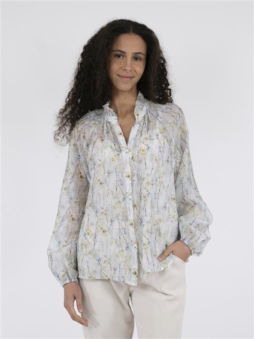 Neo Noir Solbi Whispering Blooms Blouse Kvinde Light Blue Langærmede Bluser Str 36 - hos Magasin