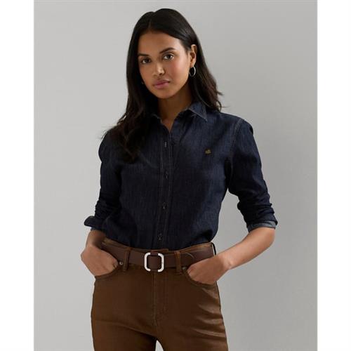 Lauren Ralph Lauren Denim Shirt Kvinde Rinse Wash Langærmede Skjorter Str XS Denim - hos Magasin