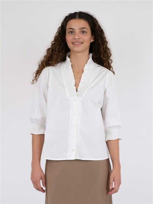 Neo Noir Briony C Poplin Blouse Kvinde White Kortærmede Bluser Str 44 - hos Magasin