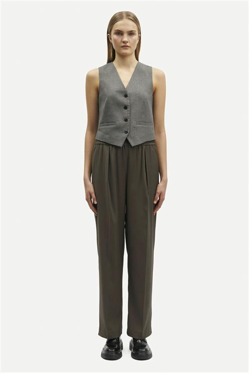 Samsøe Samsøe Julia Trousers 14635 Kvinde Black Olive Bukser Med Lige Ben Str XS - Polyester hos Magasin