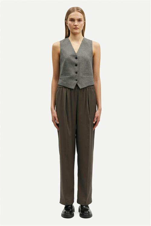 Se Samsøe Samsøe Julia Trousers 14635 Kvinde Black Olive Bukser Med Lige Ben Str XS - hos Magasin ved Magasin