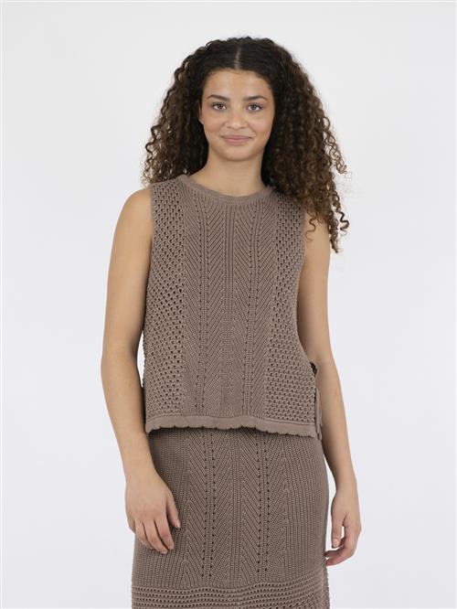 Se Neo Noir Aritza Crochet Knit Top Kvinde Dusty Brown Sweaters Str 44 - hos Magasin ved Magasin