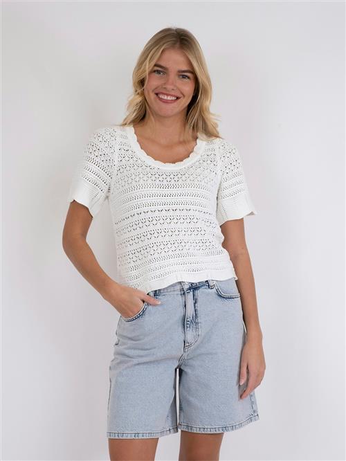 Neo Noir Meiko Knit Blouse Kvinde Off White Kortærmet Strik Str 36 - hos Magasin