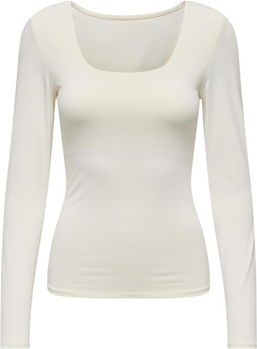 ONLY Onlea L/S 2way Deep Neck TOP JRS Kvinde Hvid Langærmede T-shirts Str L - hos Magasin