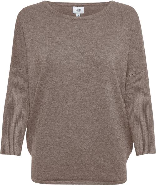 Saint Tropez A2561, Milasz Rneck Pullover Kvinde Antler Melange Sweaters Casual Fit Str XS - hos Magasin