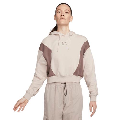 Nike Nike AIR Women's Oversized MOO Kvinde Fossil Stone/plum Eclipse/plum Hættetrøjer Str XL - Bomuld hos Magasin