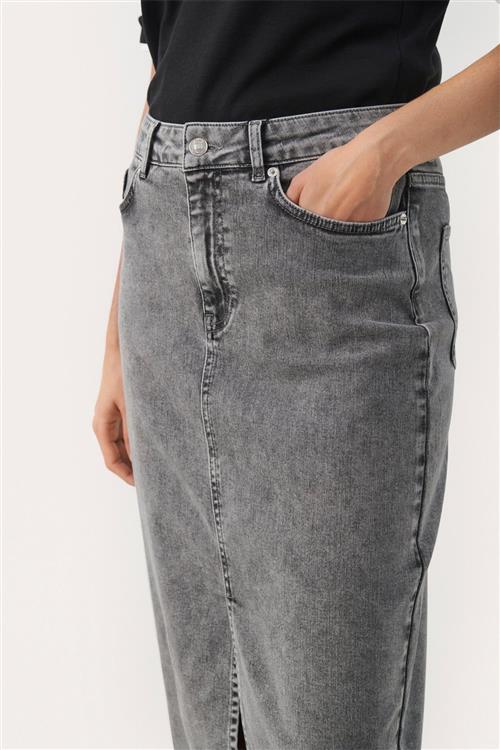 Part Two Dilinpw SK Kvinde Grey Denim Midi Nederdele Classic Fit Str 40 - hos Magasin