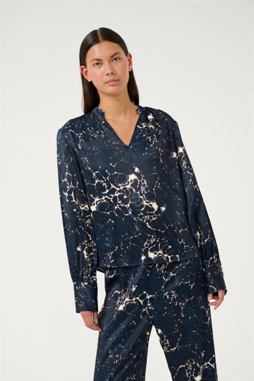 Karen by Simonsen Kbronja Blouse Kvinde Ronja Total Eclipse Langærmede Bluser Classic Fit Str 42 - hos Magasin