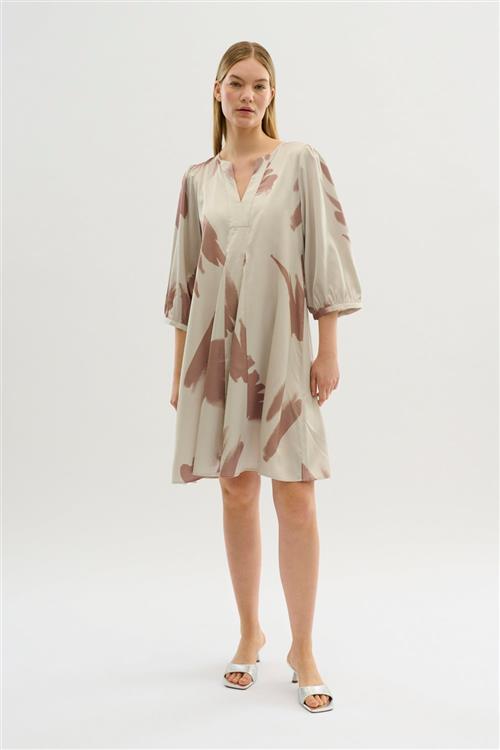 Karen by Simonsen Kbpalmer Indie Dress Kvinde Silver Cloud - Palmer Midi Kjoler Str 42 - hos Magasin