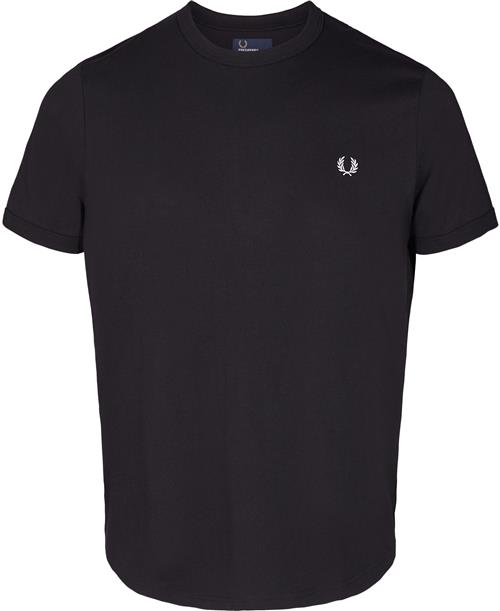 Fred Perry Ringer Tshirt Mand Sort Kortærmede T-shirts Str XS - Bomuld hos Magasin