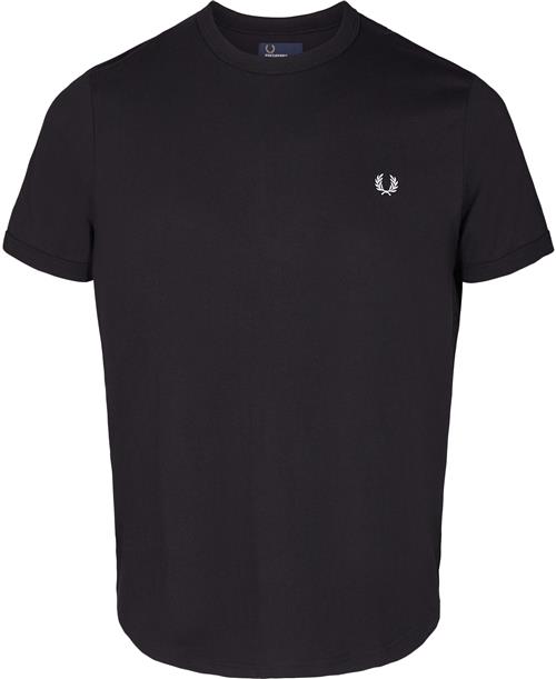 Fred Perry Ringer Tshirt Mand Sort Kortærmede T-shirts Str XL - Bomuld hos Magasin