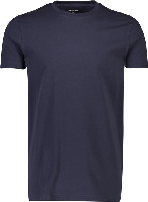 Lindbergh Mens Stretch Crew Neck tee S/S Mand Blå Kortærmede T-shirts Slim Fit Str S - hos Magasin