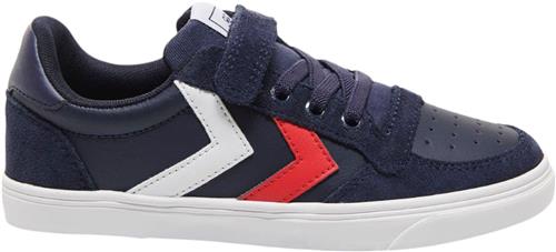 Se Hummel Slimmer Stadil Leather LOW JR Blå Sneakers Str 29 - hos Magasin ved Magasin