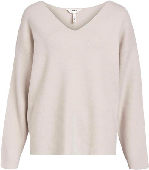 Object Objreynard Vneck Pullover Noos Kvinde Silver Gray Toppe Regular Fit Str S - hos Magasin