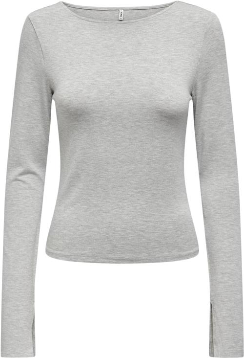 Se ONLY Onlfelina L/S Boatneck Slit TOP CS Kvinde Grå Toppe Regular Fit Str XL - hos Magasin ved Magasin