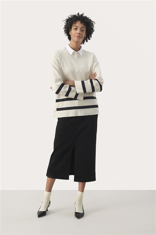 Se Part Two Emelypw PU Kvinde Dark Navy Bold Stripe Sweaters Relaxed Fit Str S - hos Magasin ved Magasin