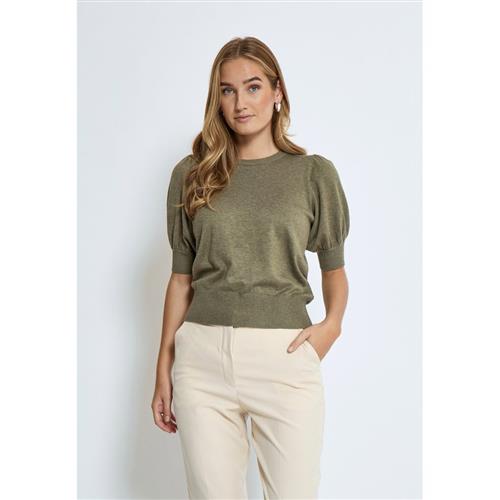 Minus Msliva Knit Tee Kvinde Gothic Olive Melange Sweaters Str XS - Viskose hos Magasin