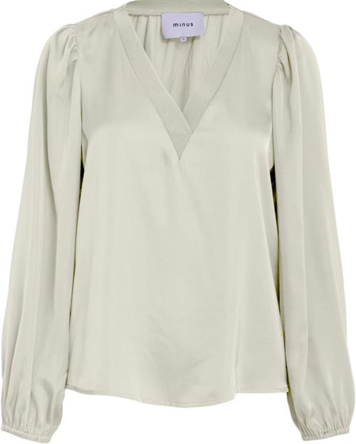 Minus Selva Vneck Blouse Kvinde Light Birch Langærmede Bluser Str 46 - hos Magasin