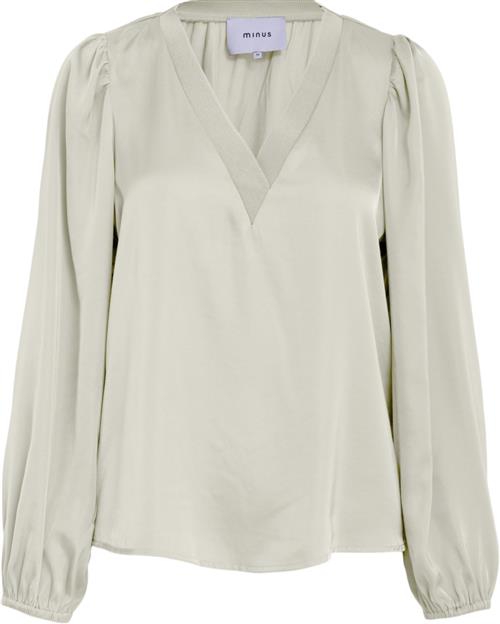 Minus Selva Vneck Blouse Kvinde Light Birch Langærmede Bluser Str 36 - hos Magasin