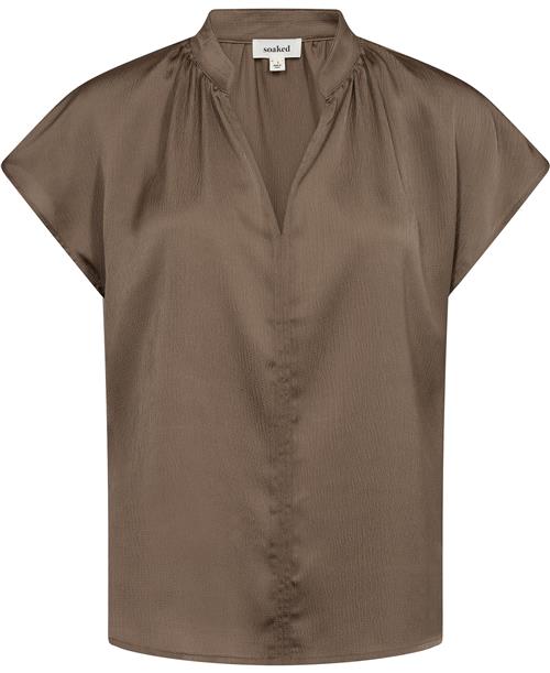 Soaked in Luxury Slparis Top Kvinde Walnut Kortærmede Bluser Classic Fit Str XS - hos Magasin