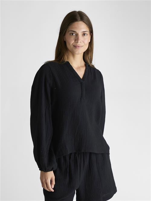 Se Neo Noir Mimmi Waffle Blouse Kvinde Black Langærmede Bluser Str 34 - hos Magasin ved Magasin